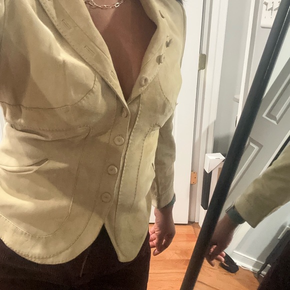 ALEXANDER MCQUEEN Peplum Leather Blazer in Neutral Tan Size 40 - Picture 10 of 10